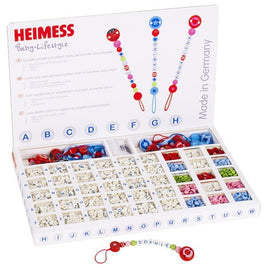 Heimess 15 Schnullerketten & 600 Clickperlen mit Buchstaben, hellblaue,hellgrüne,weiße,rosa Perlen