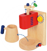 I´m Toy Kaffeemaschine aus Holz Kinderküche, Funktionsansicht der bewegbaren Teile