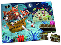 JANOD Puzzle im Koffer "Prinzessin" 100 Teile / "Pirat" 36 Teile, Piratenmotiv
