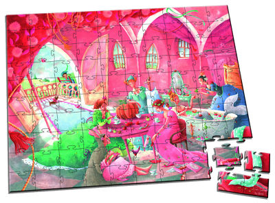 JANOD Puzzle im Koffer "Prinzessin" 100 Teile / "Pirat" 36 Teile, Prinzessinmotiv