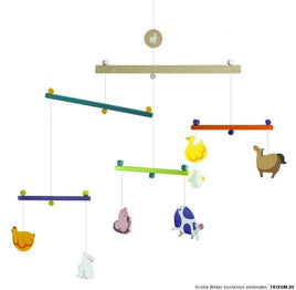 JANOD Mobile "Tiere auf dem Bauernhof", zum Beispiel mit Ente, Kuh und Huhn