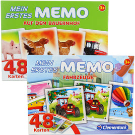 Kartenlegespiel "Mein erstes Memo" mit 24 Paaren, zur Auswahl: Bauernhof und Fahrzeuge