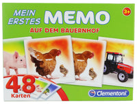 Kartenlegespiel "Mein erstes Memo" mit 24 Paaren, Bauernhof, zum Beispiel mit: Schweinchen, Huhn, Traktor