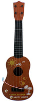 Kinder Ukulele  4 Saiten verschiedene Farben, braun mit Verzierungen: Sonne, Blumen, Herzen, Palmen