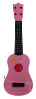 Kinder Ukulele  4 Saiten verschiedene Farben, rosa mit Verzierungen: Sonne, Blumen, Herzen, Palmen