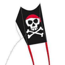 Kinderdrachen Kite Mini mit Motiv Pirat, schwarzer Hintergrund, Piratenkopf mit roten Kopftuch