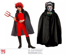 Kinderkostüm für Halloween Umhang schwarz 100cm, Anwendungsbeispiel als Zombie oder Teufel