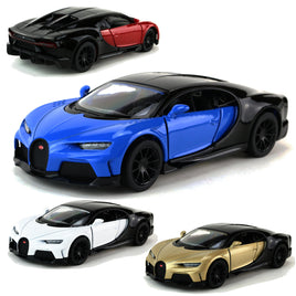 Kinsmart Modellauto Bugatti Chiron - 13cm, mit schwarzen Dach+Heck+Felgen, Farbvarianten: Rot, Blau, Weiß, Beige