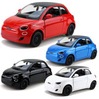 Kinsmart Modellauto Fiat 500e Retro Look 13cm, Felgen + Dach schwarz, Farbvarianten: Rot, Blau, Schwarz, Weiß