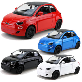 Kinsmart Modellauto Fiat 500e Retro Look 13cm, Felgen + Dach schwarz, Farbvarianten: Rot, Blau, Schwarz, Weiß