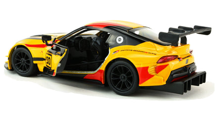 Kinsmart Modellauto Toyota GR Supra Racing Concept 13cm, Seitenansicht mit geöffneter Tür
