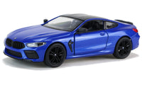 Kinsmart Modellauto BMW M8 Competition Coupé 13cm, mit schwarzen Felgen + Dach, Farbvariante: Blau