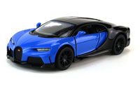 Kinsmart Modellauto Bugatti Chiron - 13cm, mit schwarzen Dach+Heck+Felgen, Farbvariante: Blau