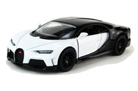 Kinsmart Modellauto Bugatti Chiron - 13cm, mit schwarzen Dach+Heck+Felgen, Farbvariante: Weiß