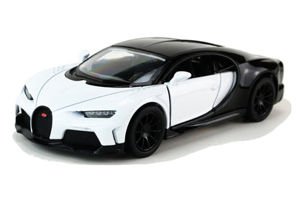 Kinsmart Modellauto Bugatti Chiron - 13cm, mit schwarzen Dach+Heck+Felgen, Farbvariante: Weiß