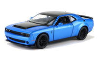 Kinsmart Modellauto Dodge Challenger SRT Demon 170 - 13cm, Motorhaube/Dach/Heckspoiler/Felgen schwarz abgesetzt, Farbvariante: Blau