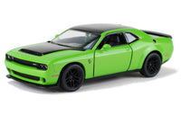 Kinsmart Modellauto Dodge Challenger SRT Demon 170 - 13cm, Motorhaube/Dach/Heckspoiler/Felgen schwarz abgesetzt, Farbvariante: Grün
