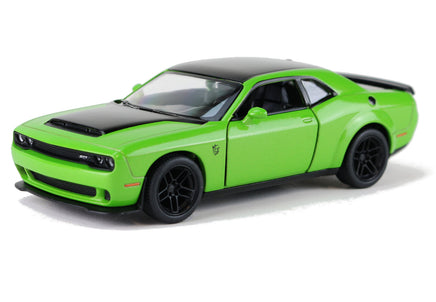 Kinsmart Modellauto Dodge Challenger SRT Demon 170 - 13cm, Motorhaube/Dach/Heckspoiler/Felgen schwarz abgesetzt, Farbvariante: Grün