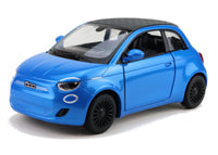 Kinsmart Modellauto Fiat 500e Retro Look 13cm, Felgen + Dach schwarz, Farbvariante: Blau
