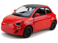 Kinsmart Modellauto Fiat 500e Retro Look 13cm, Felgen + Dach schwarz, Farbvariante: Rot
