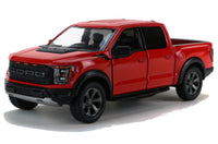 Kinsmart Modellauto Ford F-150 Raptor - 13cm,Kühlergrill+Laderampe schwarz, getönte Scheiben hinten,Farbvariante: Rot