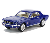 Kinsmart Modellauto Ford Mustang 1964 1/2 Hardtop 13cm, silberne Leisten und Felgen, Farbvariante: Blau