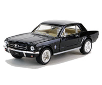 Kinsmart Modellauto Ford Mustang 1964 1/2 Hardtop 13cm, silberne Leisten und Felgen, Farbvariante: Schwarz