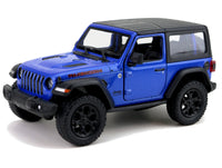 Kinsmart Modellauto Jeep Wrangler mit schwarzen Verdeck+Felgen - 13cm, Farbvariante: Blau