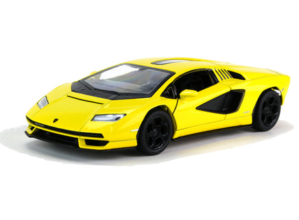 Kinsmart Modellauto Lamborghini Countach 12,5cm, mit Flügeltüren, schwarze Felgen + Akzente, Farbvariante: Gelb