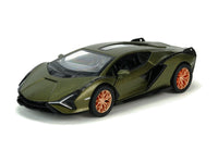 Kinsmart Modellauto Lamborghini Sián FKP 37 - 13cm, mit Flügeltüren und Panoramadach,bronzefarbige Felgen, Farbvariante: Olivgrün