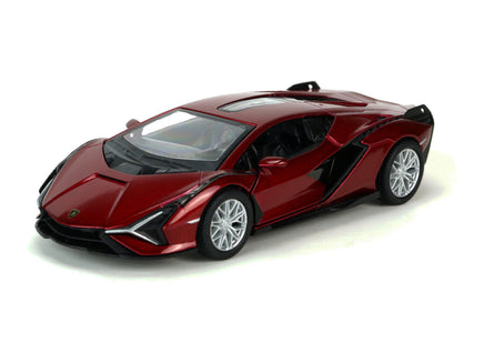 Kinsmart Modellauto Lamborghini Sián FKP 37 - 13cm, mit Flügeltüren und Panoramadach,silberne Felgen, Farbvariante: Rot