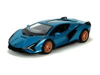 Kinsmart Modellauto Lamborghini Sián FKP 37 - 13cm, mit Flügeltüren und Panoramadach,bronzefarbige Felgen, Farbvariante: Türkis-Blau