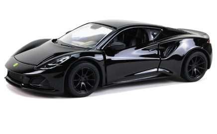 Kinsmart Modellauto Lotus Emira Sportwagen 13cm, mit schwarzen Felgen+Außenspiegel, Farbvariante: Schwarz