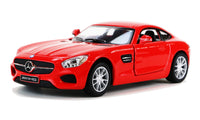 Kinsmart Modellauto Mercedes AMG GT Coupé  13cm, silberne Felgen, mit Mercedes Logo auf Kühlergrill und Heckklappe, Farbvariante: Rot