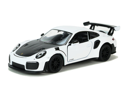 Kinsmart Modellauto Porsche 911 GT2 RS 13cm, Motorhaube/Felgen/Heckspoiler: schwarz, Farbvariante: Weiß
