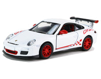 Kinsmart Modellauto Porsche 911 GT3 RS 13cm, Heckspoiler, "GT3RS" Schriftzug / Außenspiegel/ Felgen und Kühlergrillumrandung in rot, Farbvariante: Weiß