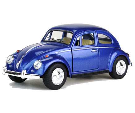Kinsmart Modellauto VW Käfer- Beetle 13cm, mit silberfarbigen Felgen und Stoßleisten, Innenausstattung: cremefarben, Farbvariante: Blau