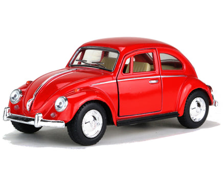 Kinsmart Modellauto VW Käfer- Beetle 13cm, mit silberfarbigen Felgen und Stoßleisten, Innenausstattung: cremefarben, Farbvariante: Rot