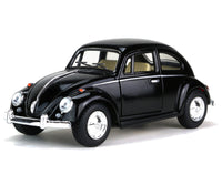Kinsmart Modellauto VW Käfer- Beetle 13cm, mit silberfarbigen Felgen und Stoßleisten, Innenausstattung: cremefarben, Farbvariante: Schwarz
