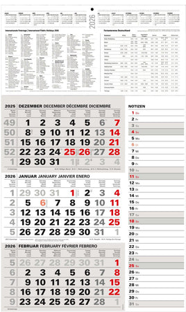 Kombi 3-Monatskalender 2026 Wandkalender