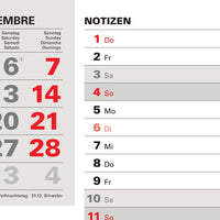 Kombi 3-Monatskalender 2026 mit Randstreifen für Notizen