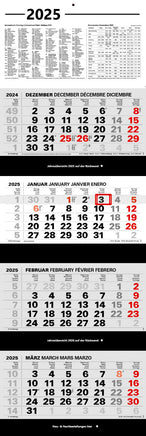 Kombi 4-Monatskalender 2025 Wandkalender, Variante: Office in weiß