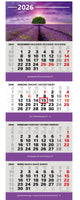 Kombi 4-Monatskalender 2026 Wandkalender mit Bild Lavendel Feld