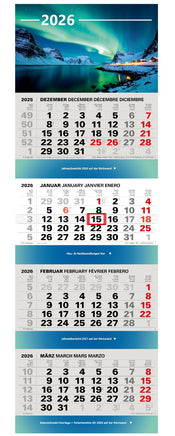 Kombi 4-Monatskalender 2026 Wandkalender mit Bild Polarlicht