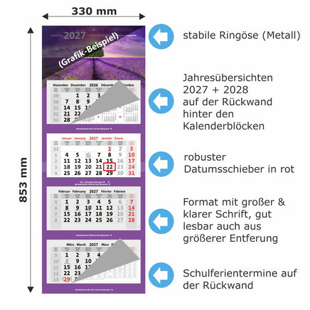 Kombi 4-Monatskalender 2027 mit Detailbeschreibung