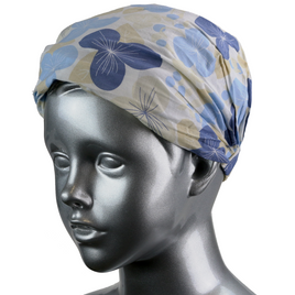 Kopftuch Klitzeklein Bandana für Kleinkinder, 6-18 Monate,Größe 2, mit blauen/hellblauen/beigen Blumenmuster