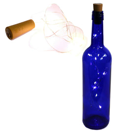 Korken mit Micro LED Lichterkette, Dekorationsbeispiel in blauer Flasche