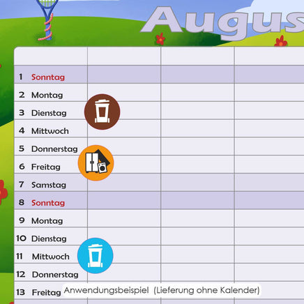 Müllaufkleber zur Markierung der Abholungstermine im Kalender