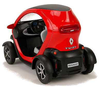 Modellauto Renault Twizy ZE  E-Auto 12cm Rückansicht, mit Renault Logo und "TWIZY" Schriftzug, weißes Kennzeichen mit"Renault" Schriftzug