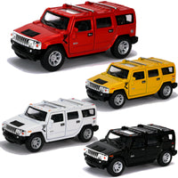 Modellauto Hummer 2008 H2 SUV 12cm, mit silbernen Felgen, schwarzer Kühlergrill, Farbvarianten: Rot,Gelb,Weiß,Schwarz